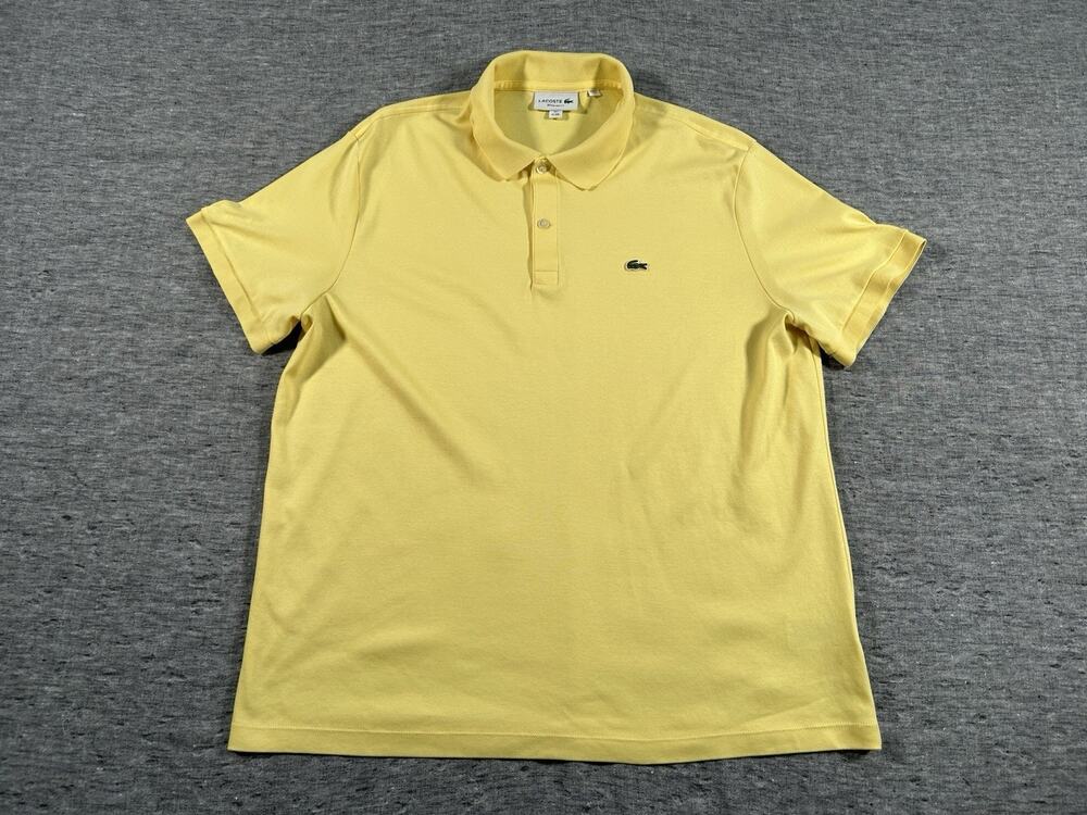 Lacoste Polo Shirt Mens XXL 7 Yellow Short Sleeve Regular Fit Classic Cotton